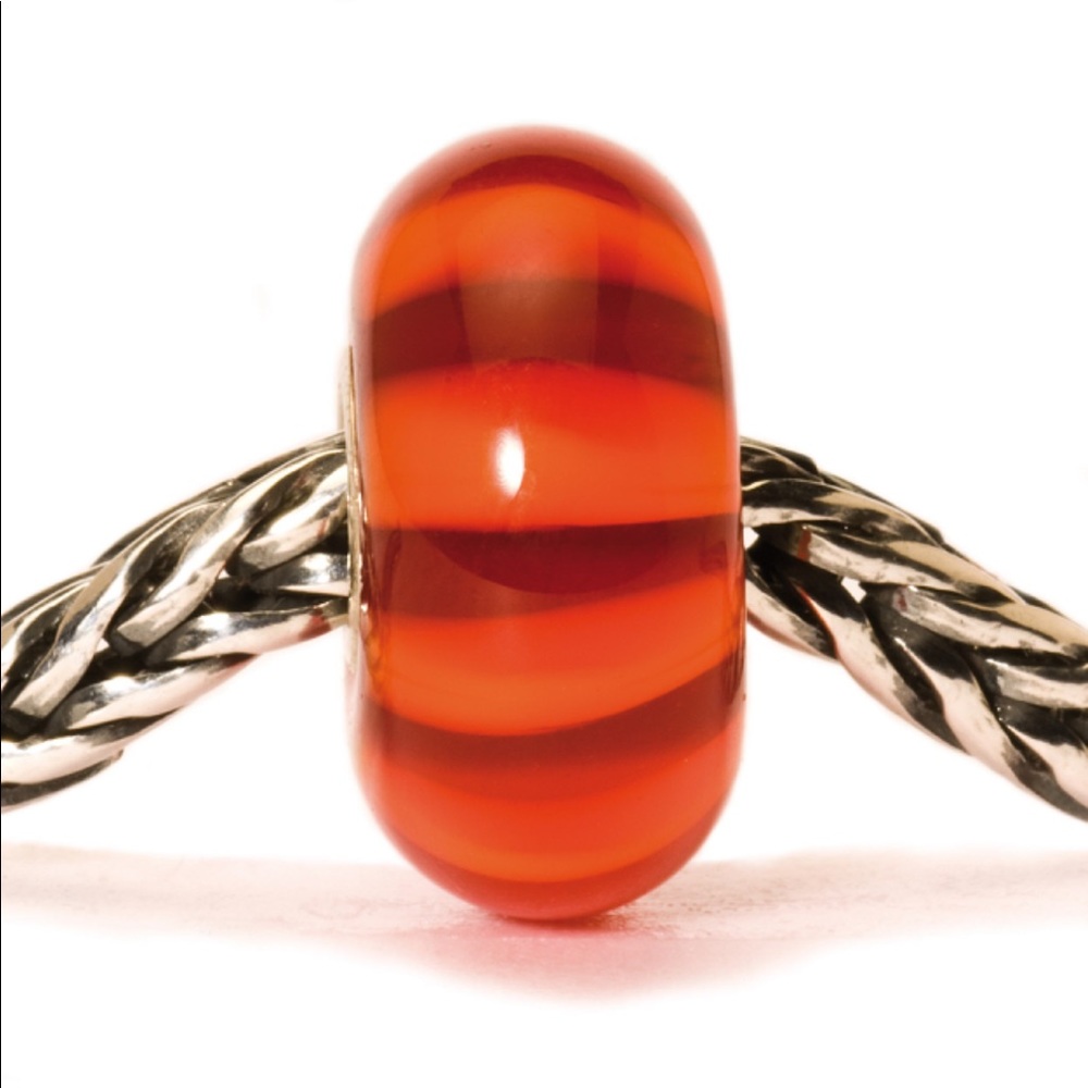 Trollbeads Authentic Retired Red Stripe Glass Bead